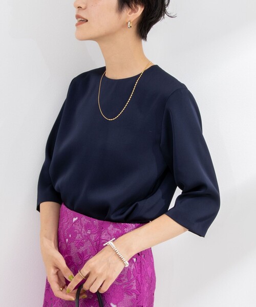 NOLLEY'S 「NOLLEY'S」 7分袖ブラウス 36 ネイビー レディース