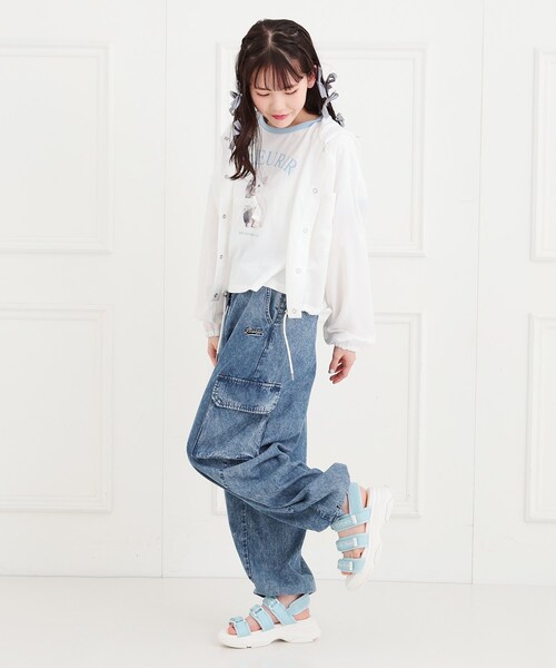 PINK-latte パンツ デニムバレルカーゴパンツ キッズ 子供服