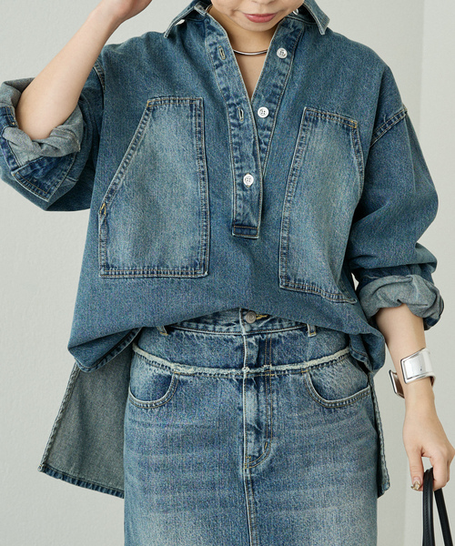 「LOUNGEDRESS」 長袖シャツ FREE ブルー レディース Loungedress 「LOUNGEDRESS」 長袖シャツ FREE ブルー