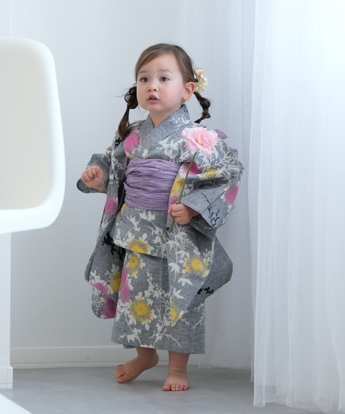 最終値下げ！新品未使用　utatane女の子浴衣 3点セット130cm utatane 浴衣 キッズ浴衣3点セット 女の子 utatane×注染工房 kids 日本