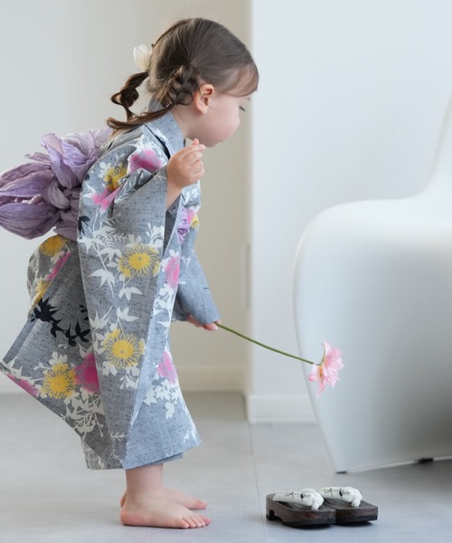 utatane 浴衣 キッズ浴衣3点セット 女の子 utatane×注染工房 kids 日本