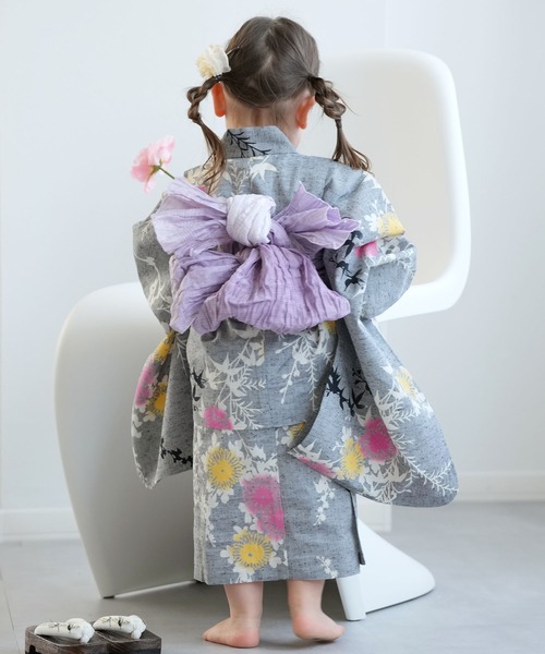 ウタタネ　浴衣　キッズ　140 utatane 浴衣 キッズ浴衣3点セット 女の子 utatane×注染工房 kids 日本
