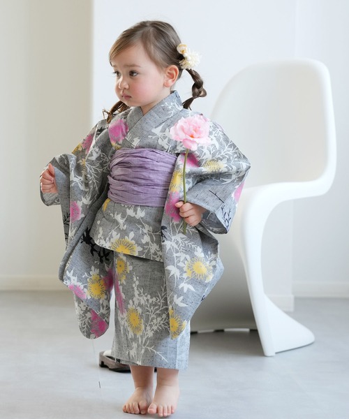 ウタタネ　浴衣　キッズ　140 utatane 浴衣 キッズ浴衣3点セット 女の子 utatane×注染工房 kids 日本