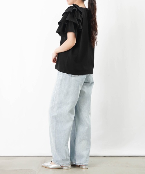 tシャツ LC/LLL ドットチュールアシメフリルカットソー レディース LADY LUCK LUCA tシャツ LC/LLL ドットチュールアシメフリル