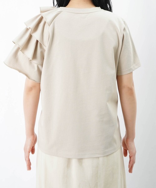tシャツ LC/LLL ドットチュールアシメフリルカットソー レディース セール】LC/LLL ドットチュールアシメフリルカットソー（Tシャツ