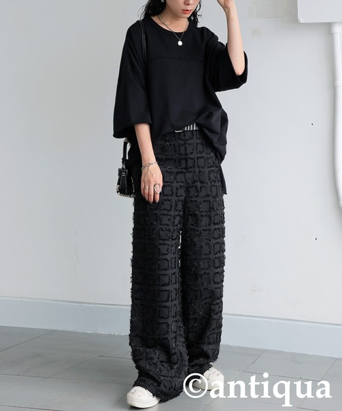 antiqua（アンティカ） tシャツ コーデセット カットソー×ジャガード