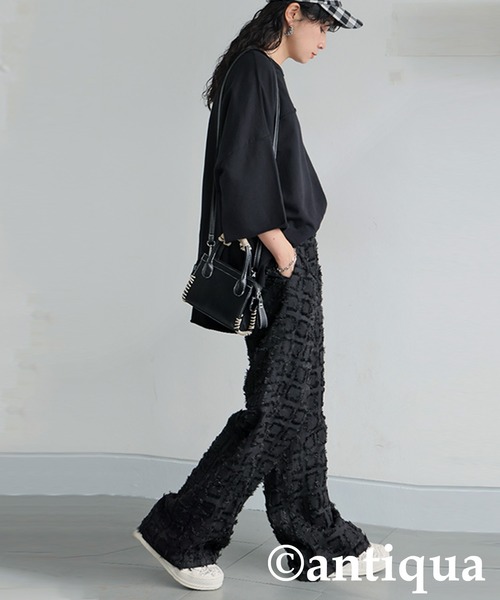 antiqua（アンティカ） tシャツ コーデセット カットソー×ジャガード