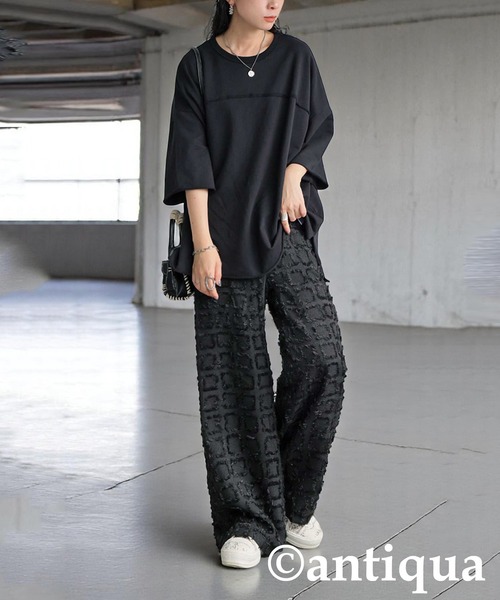 antiqua（アンティカ） tシャツ コーデセット カットソー×ジャガード