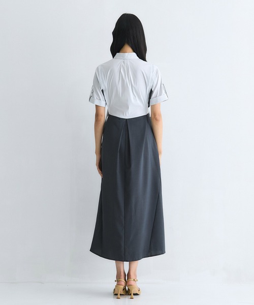 美品☆ユナイテッドトウキョウ☆ポシェット付きベルト 半袖シャツ 小物ボタン UNITED TOKYO（ユナイテッドトウキョウ） ワンピース サイドベルト