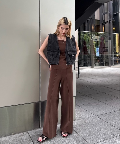 Ameri（アメリ） オールインワン WAVE TANK KNIT SETUP レディース