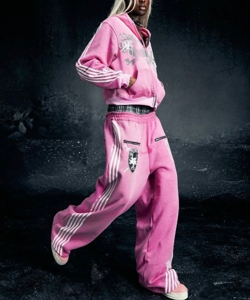 Cozyworldwide フーディー　Sサイズ 関送込】COZY WORLDWIDE PINK GLAMOUR STUDDED 2SIDES HOODZIP (COZY