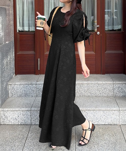 JUNOAH（ジュノア） 半袖ワンピース SMALL ブラック レディース