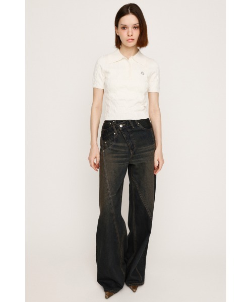 SLY（スライ） ポロシャツ ポロ CABLE POLO KNIT TOPS ケーブル