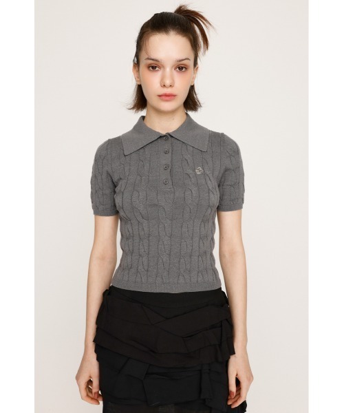 SLY（スライ） ポロシャツ ポロ CABLE POLO KNIT TOPS ケーブル