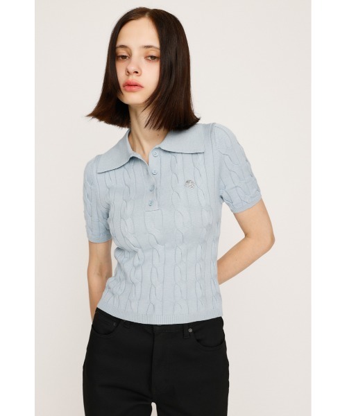 SLY（スライ） ポロシャツ ポロ CABLE POLO KNIT TOPS ケーブル