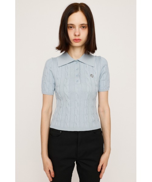 SLY（スライ） ポロシャツ ポロ CABLE POLO KNIT TOPS ケーブル