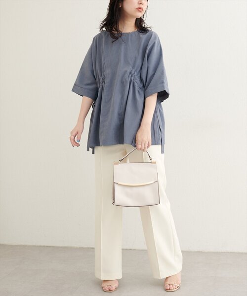 natural couture ブラウス シャツ 「WEB限定」サイドドロスト7分袖