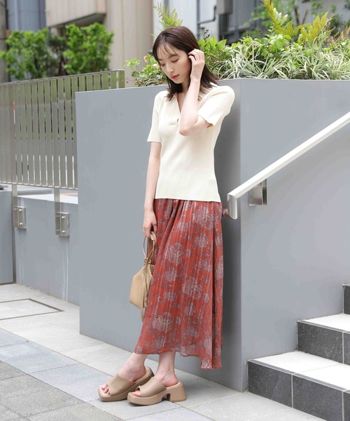 「Andemiu」 半袖ニット FREE オレンジ レディース_画像3