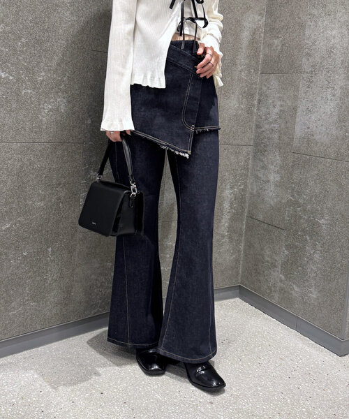 [mline] обработка ботинки cut Denim брюки 1 голубой женский 