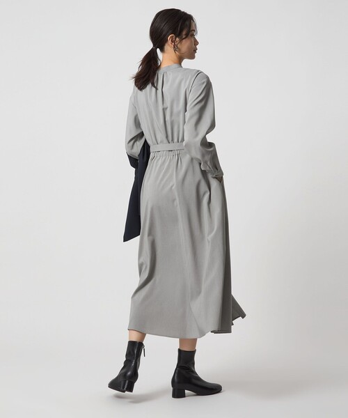 未使用 ザリラクス ロングスリーブワンピース 36 グレー セール】 ウエスト ベルト ロングスリーブ ワンピース マシン