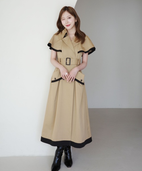 EIMY ISTOIRE（エイミーイストワール） ワンピース コントラストトリム