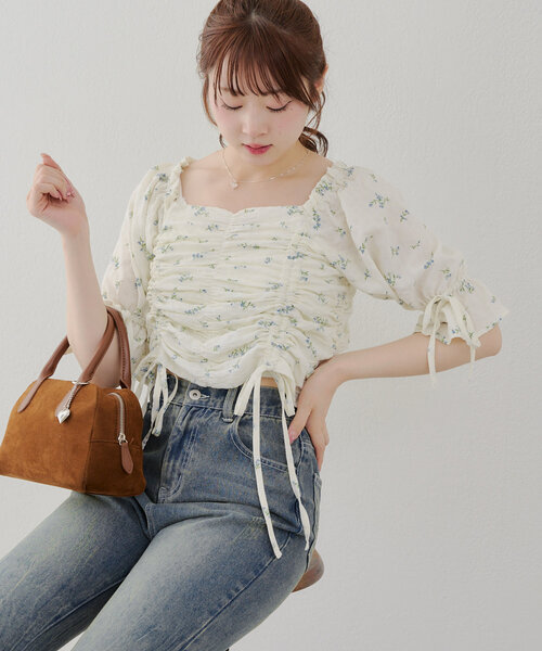 「continuer de NICE CLAUP」 半袖ブラウス FREE オフホワイト レディース_画像2