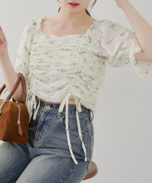 「continuer de NICE CLAUP」 半袖ブラウス FREE オフホワイト レディース_画像3