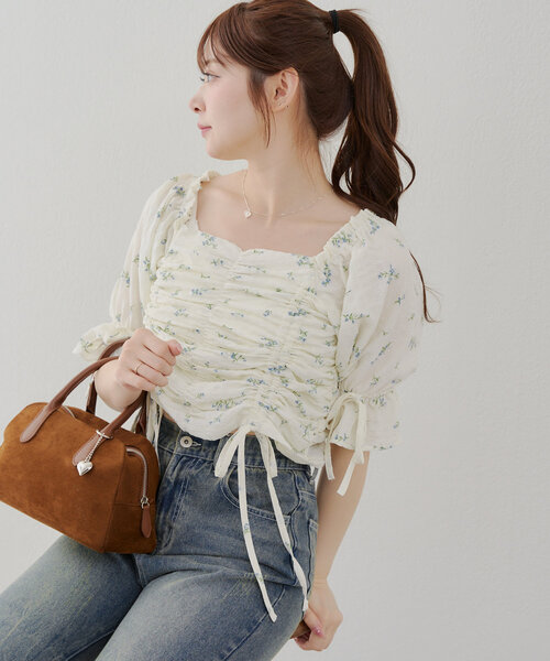 「continuer de NICE CLAUP」 半袖ブラウス FREE オフホワイト レディース_画像4