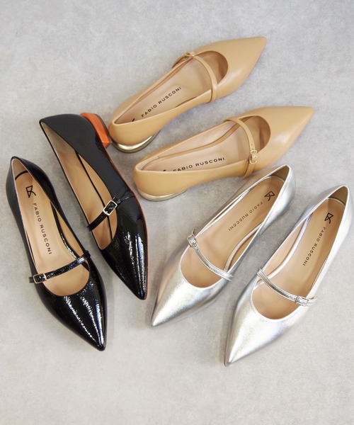 ファビオルスコーニ　パンプス　フラットシューズ　ブラック　黒　レザー　36 ○ファビオルスコーニ FABIO RUSCONI フラットパンプス （ブラック