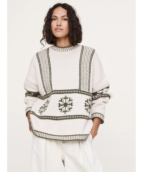 ニット セーター フェアアイル クールネックセーター レディース