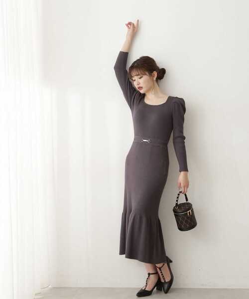 「PROPORTION BODY DRESSING」 ニットワンピース SMALL ブルー レディース_画像4