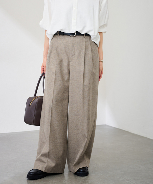 FRAMeWORK（フレームワーク） スラックス パンツ カシミヤ混フラノ