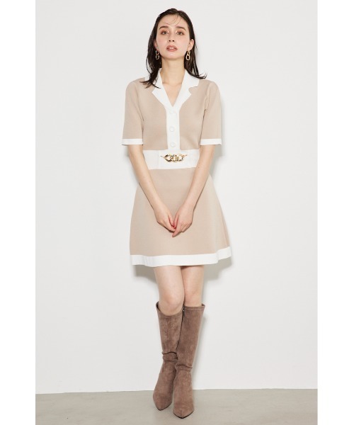 「rienda」 半袖ワンピース FREE ベージュ レディース_画像6