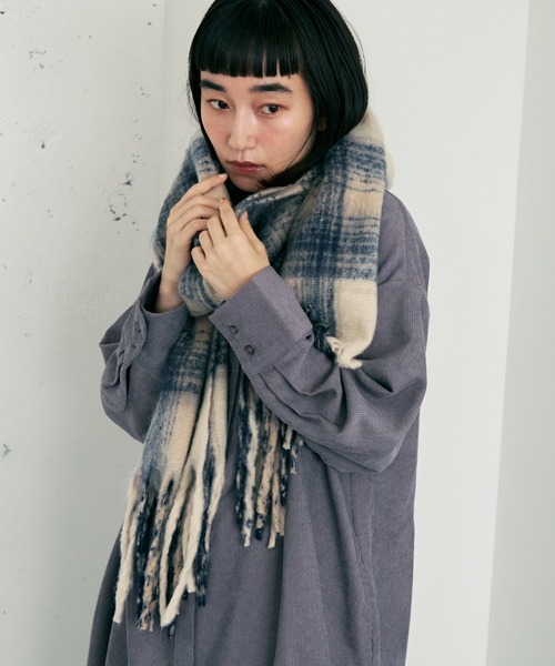 Crisp（クリスプ） マフラー ストール チェックフリンジマフラー