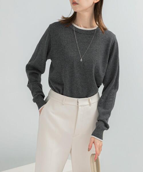 yo biotop カシミア混　グレーニット　サイズフリー BIOTOP グレー ニット ワッフル セーター フリーサイズ カシミア混