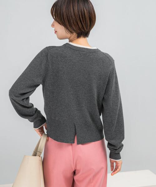 ニット セーター カシミヤ混バイカラーコンパクトニット レディース