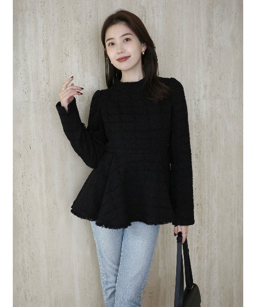 anuans（アニュアンス） ブラウス シャツ ツイードペプラムブラウス