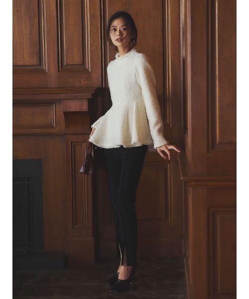 anuans（アニュアンス） ブラウス シャツ ツイードペプラムブラウス