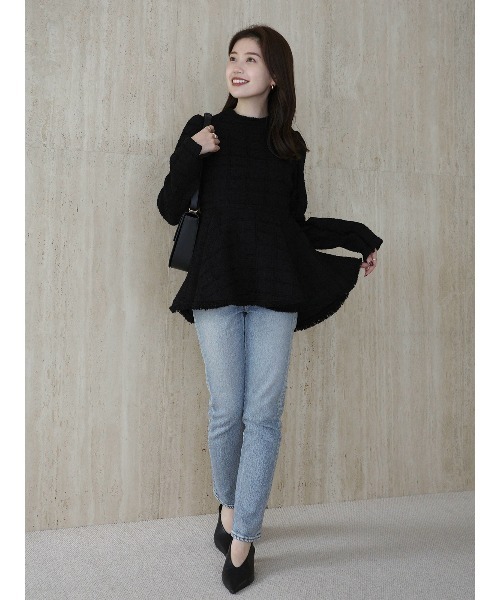 anuans（アニュアンス） ブラウス シャツ ツイードペプラムブラウス