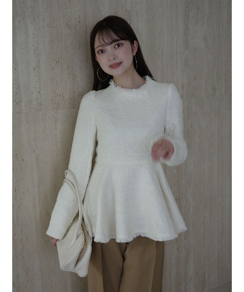 anuans（アニュアンス） ブラウス シャツ ツイードペプラムブラウス