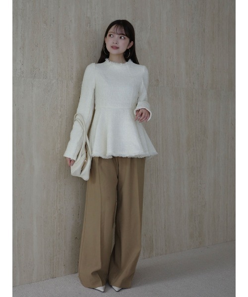 anuans（アニュアンス） ブラウス シャツ ツイードペプラムブラウス