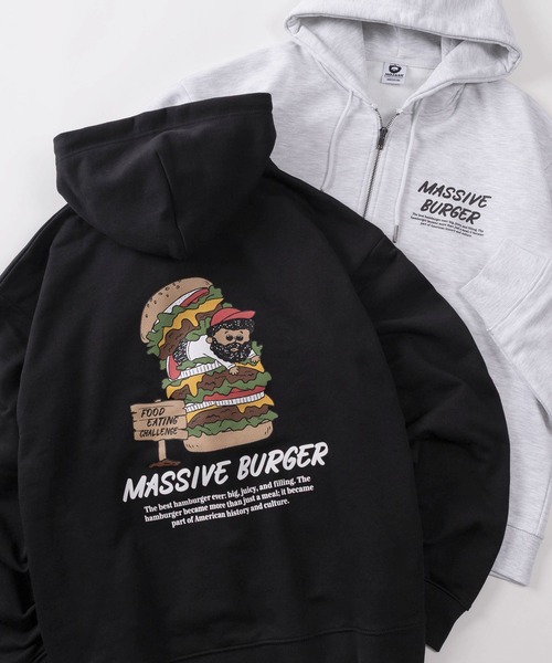 パーカー 「84」MASSIVE BURGER バックプリント ジップパーカー/裏毛