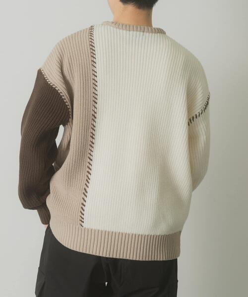 leinwande  パッチワークニットガウン　カーキ　新品未使用 leinwande（ラインヴァンド）の「Hand Knitted Patchwork Cardigan