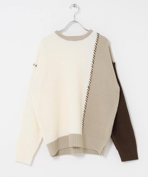 ハ*ー様 KAPITAL パッチワーク　ニット　ホワイト ITEMS URBANRESEARCH（アイテムズ アーバンリサーチ） セーター ニット