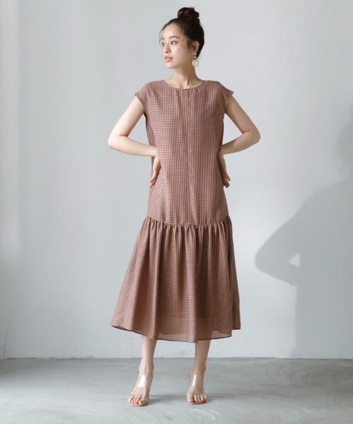 「M.deux」 ノースリーブワンピース MEDIUM オレンジ レディース_画像2