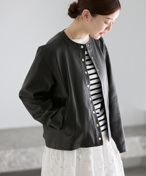 IENA（イエナ） レザージャケット ライダース 「追加」シープクルー