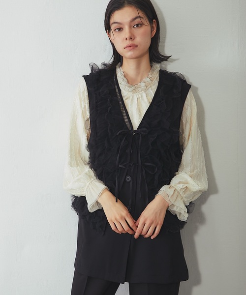 オールドハニー oldhoney フリルベスト ジレ ブラック 黒 other - オールドハニー oldhoney フリルベスト ジレ ブラック 黒 の