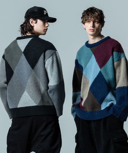 「glamb」 長袖ニット M ブルー メンズ_5