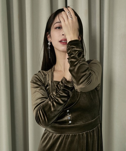 「Elishe」 長袖ワンピース 0 ブルーグレー レディース_画像5