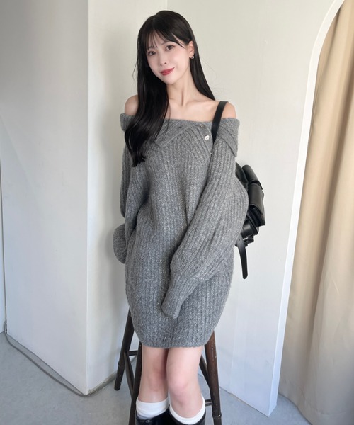 「mellowneon」 長袖ニット FREE グレー レディース_画像2